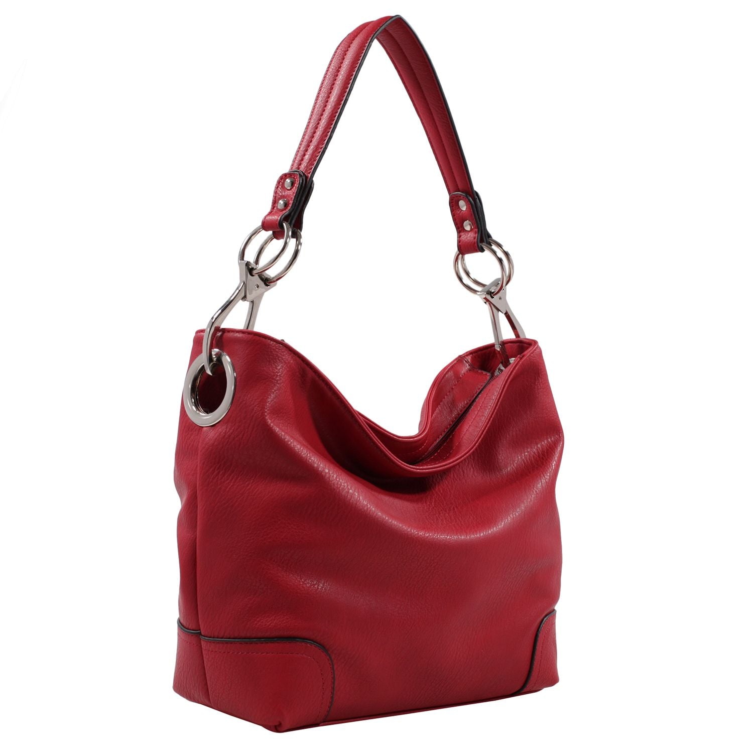 (red) Hobo Bag with Silver-Tone Hardware - bagNook.com