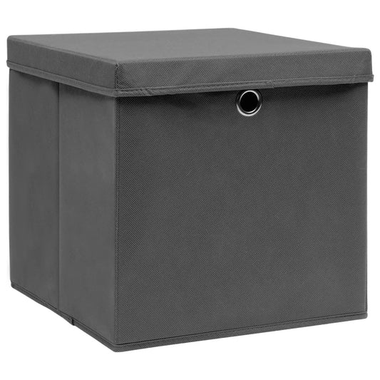 Storage Boxes with Covers 4 pcs 11x11x11in - Gray - BagNook