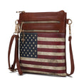 Load image into Gallery viewer, (tan)Genesis Vegan Leather Flag Women Crossbody by Mia k - BagNook
