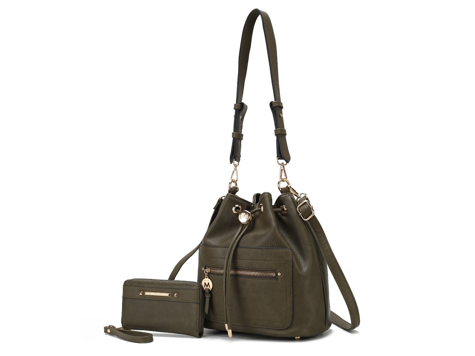 (olive)Larissa Women's Bucket Bag with Wallet by Mia k - BagNook