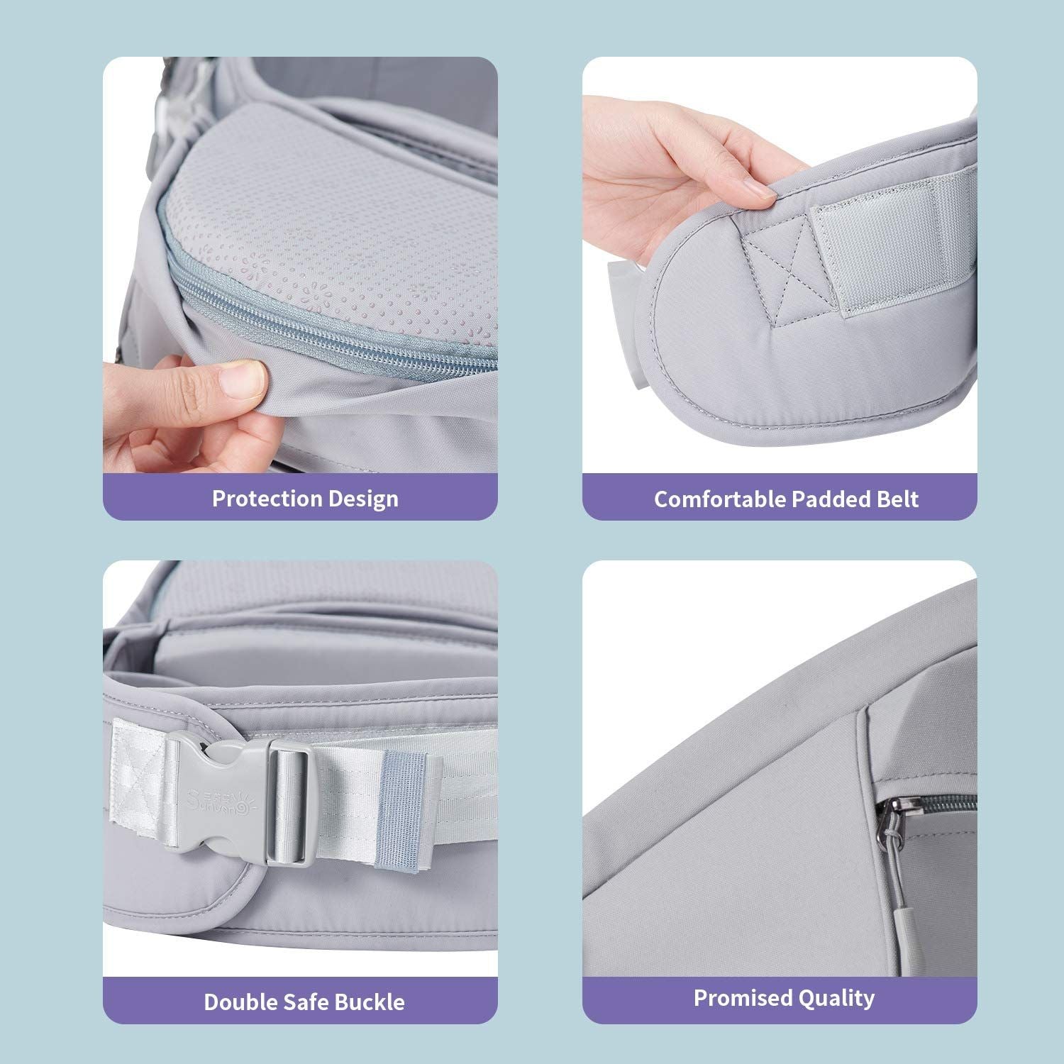 (gray)SUNVENO Baby Hipseat Carrier - BagNook