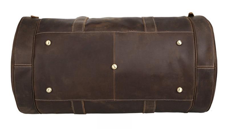The Wainwright Weekender | Round Vintage Leather Weekender - BagNook