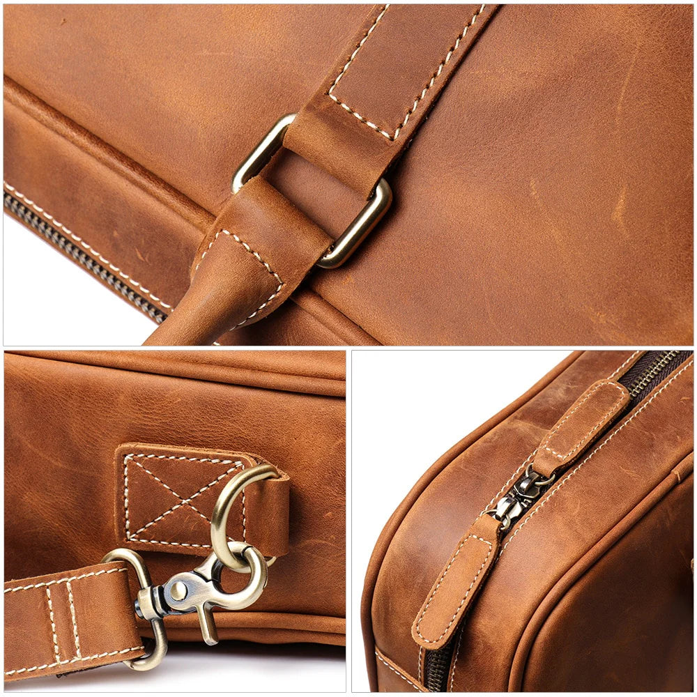 The Bjorn Leather Laptop Bag | Vintage Leather Briefcase w/adj Straps - BagNook