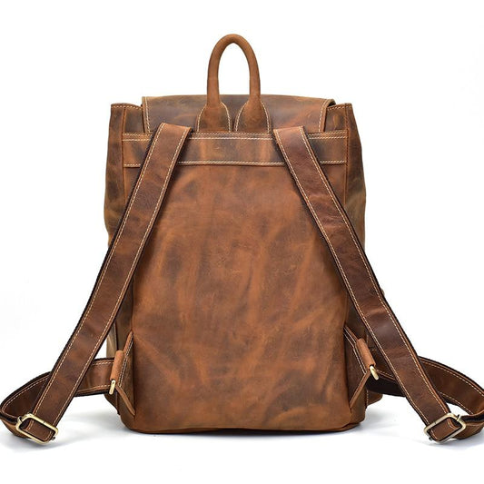 (brown)The Hagen Backpack | Vintage Leather Backpack - BagNook