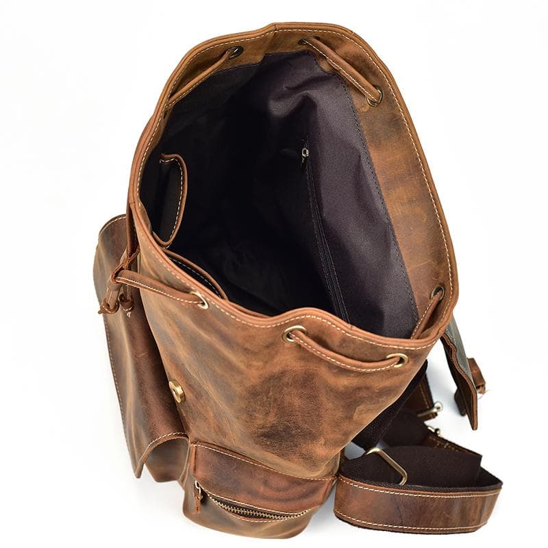 (brown)The Hagen Backpack | Vintage Leather Backpack - BagNook