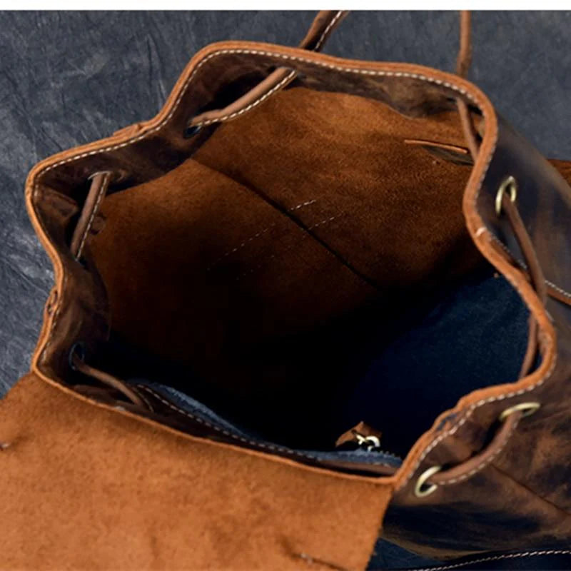 The Olaf Rucksack | Vintage Leather Travel Backpack w/adj Straps - BagNook