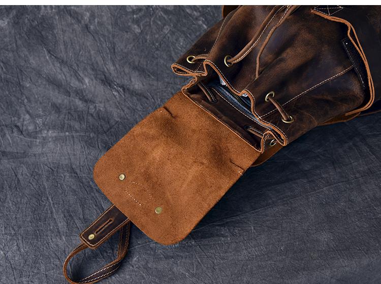 The Olaf Rucksack | Vintage Leather Travel Backpack w/adj Straps - BagNook
