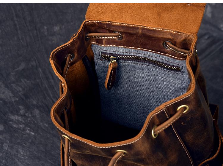 The Olaf Rucksack | Vintage Leather Travel Backpack w/adj Straps - BagNook