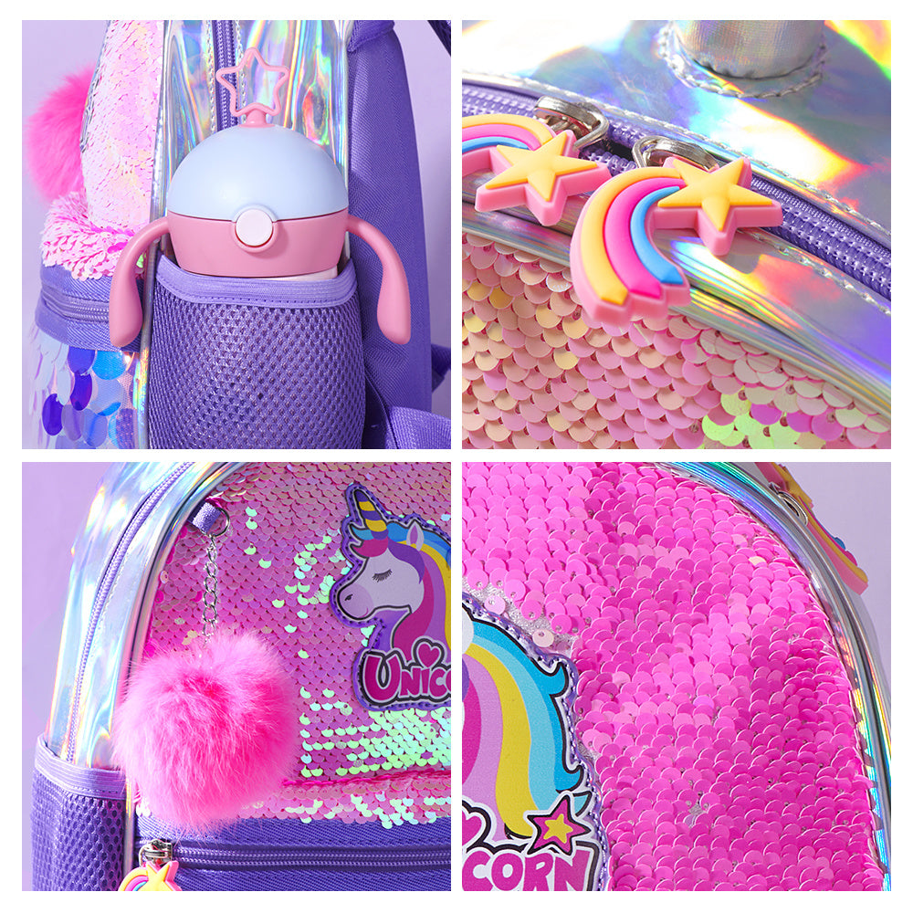 (purple)Unicorn Sequins Backpack - BagNook
