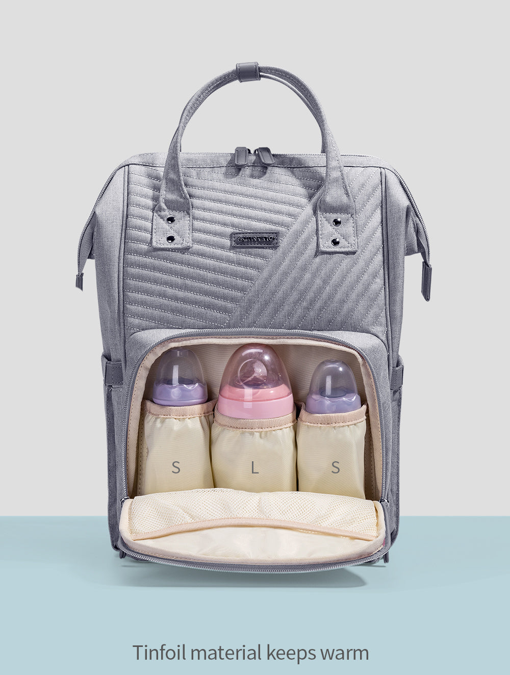 (gray)Sunveno Quilted Diaper Bag - BagNook
