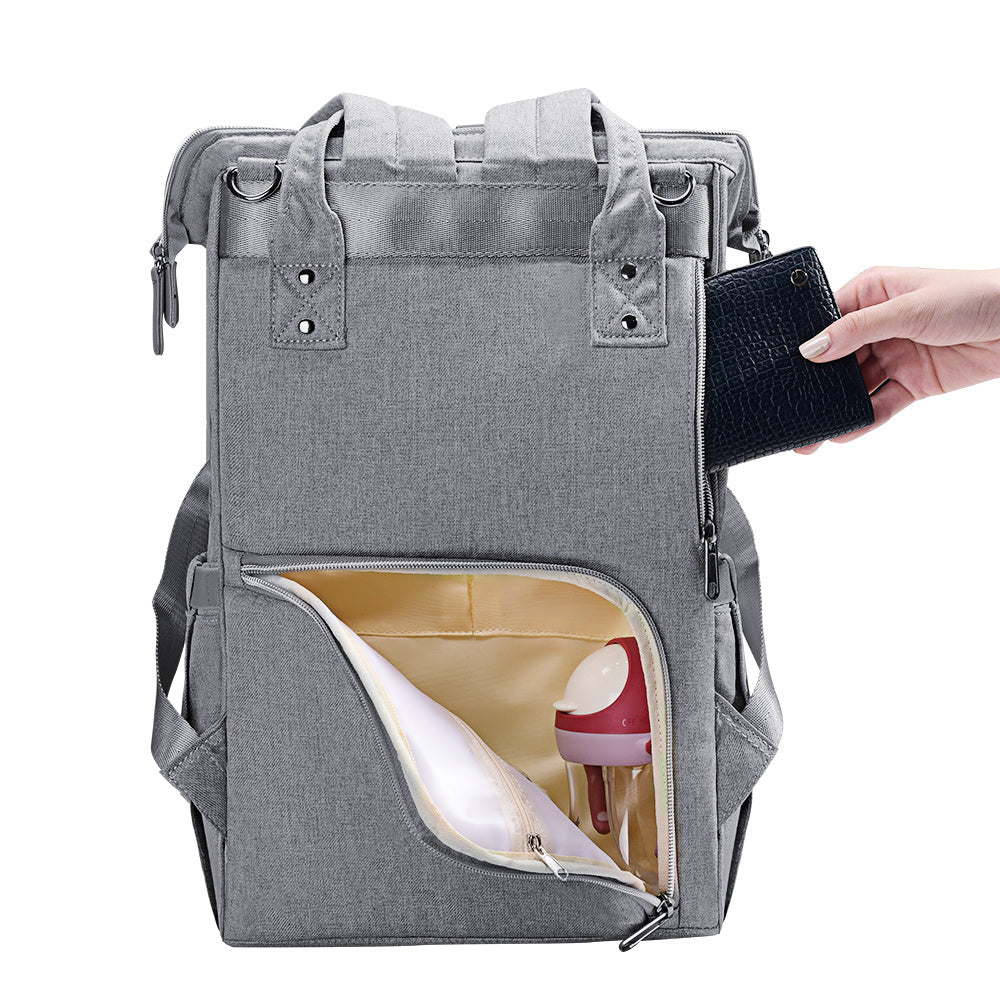 (gray)Sunveno Quilted Diaper Bag - BagNook