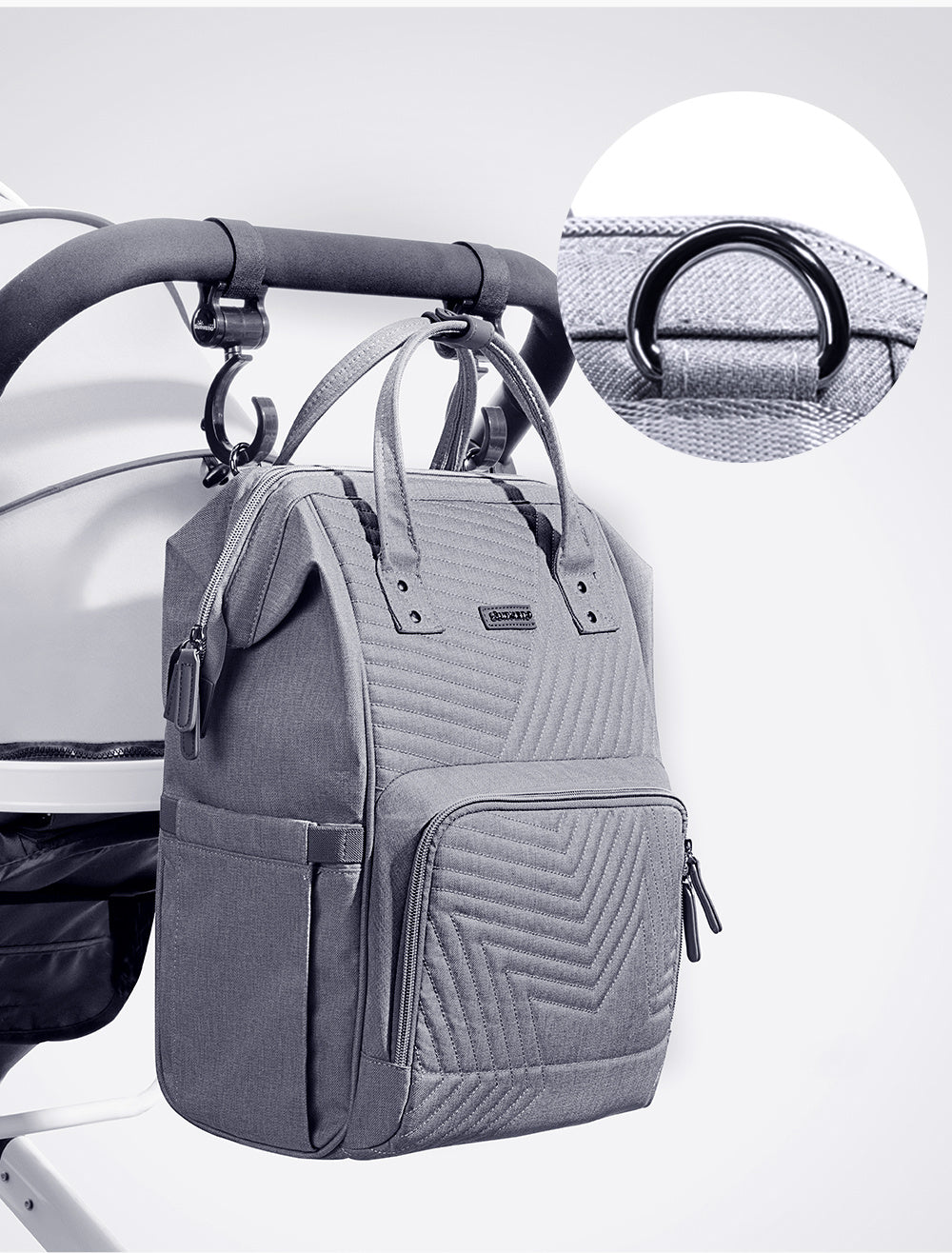 (gray)Sunveno Quilted Diaper Bag - BagNook