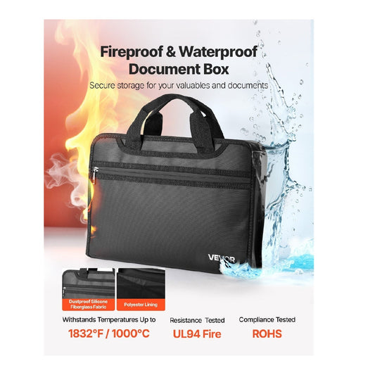 Fireproof Document Bag, 1832°F Heat Insulated Fireproof & Waterproof Bag